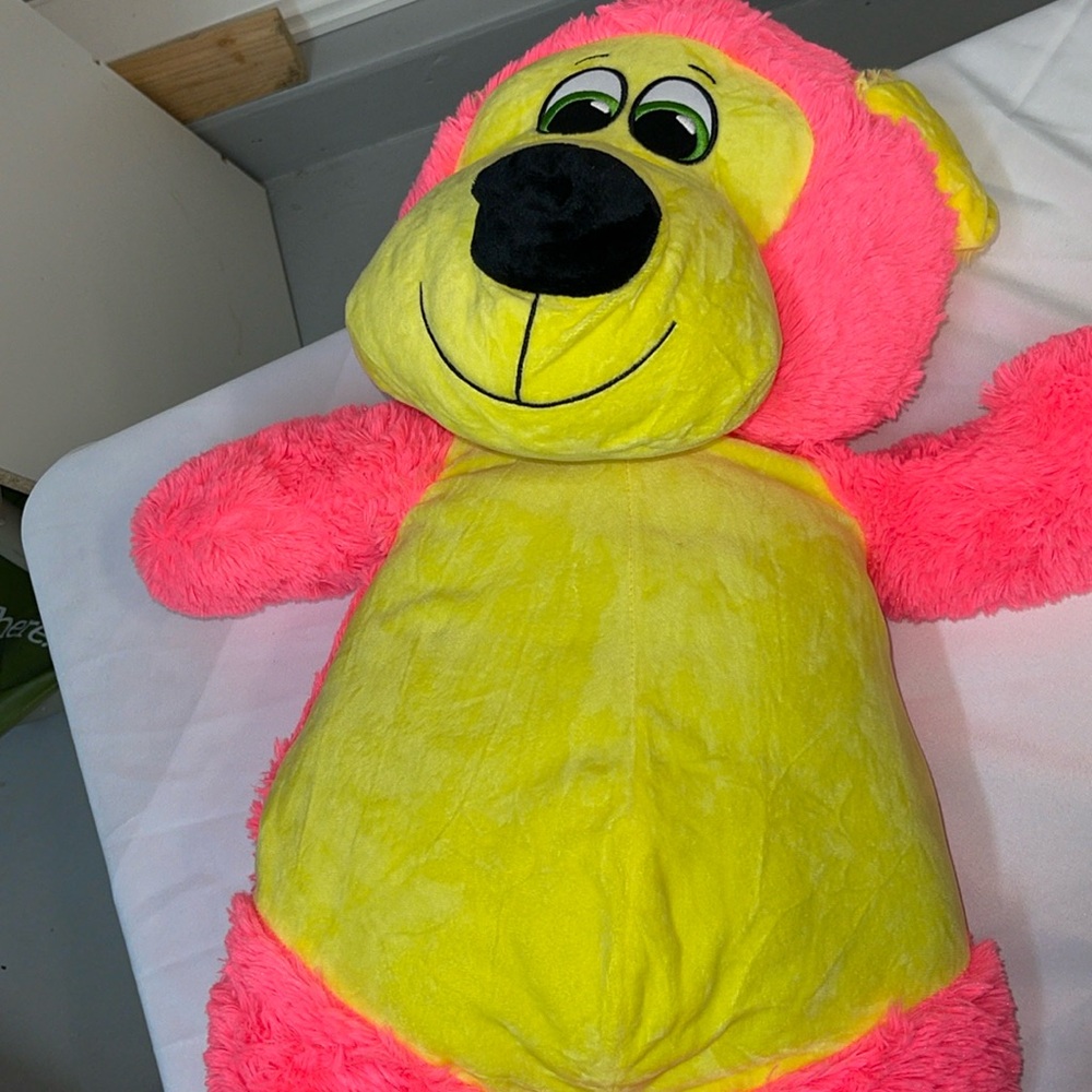 HUGE 35” plush dog, new with tags pink and yellow, so soft!
